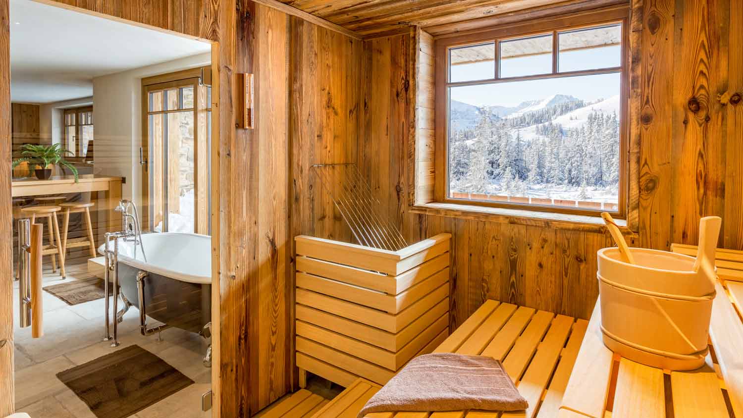 sauna in luxury bathroom