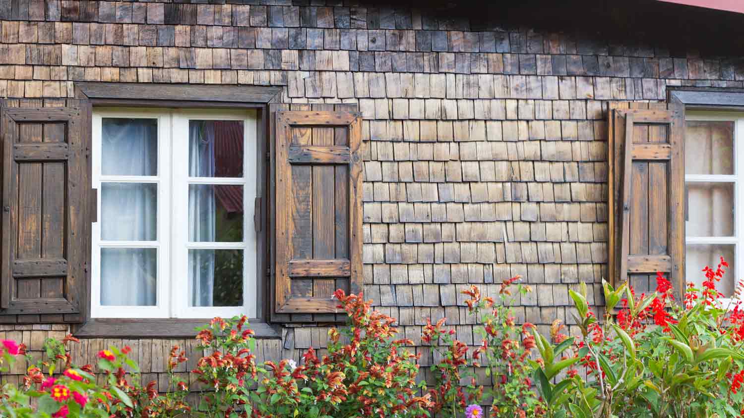 house with bark siding