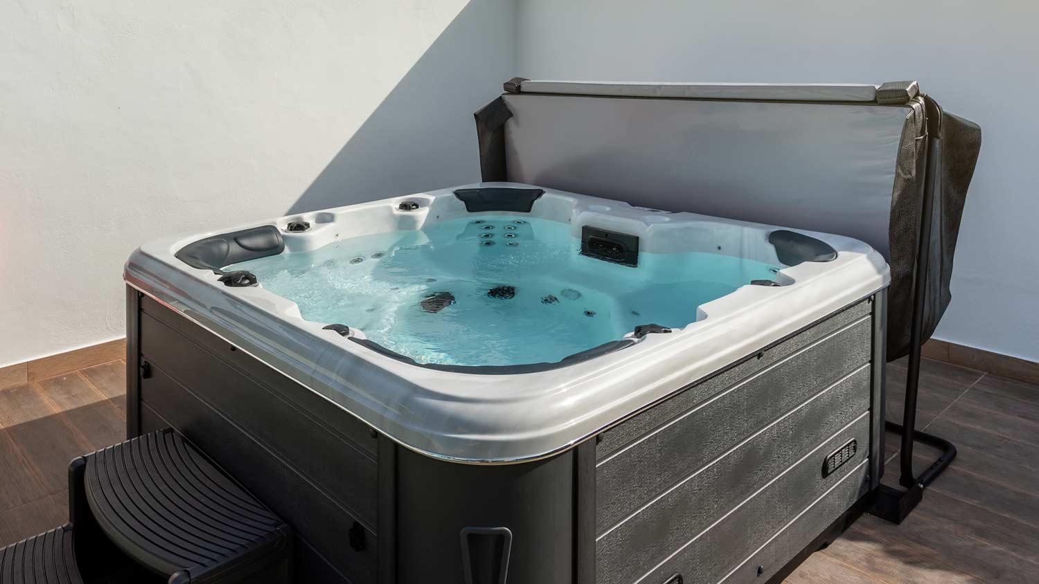 rotationally molded hot tub on deck