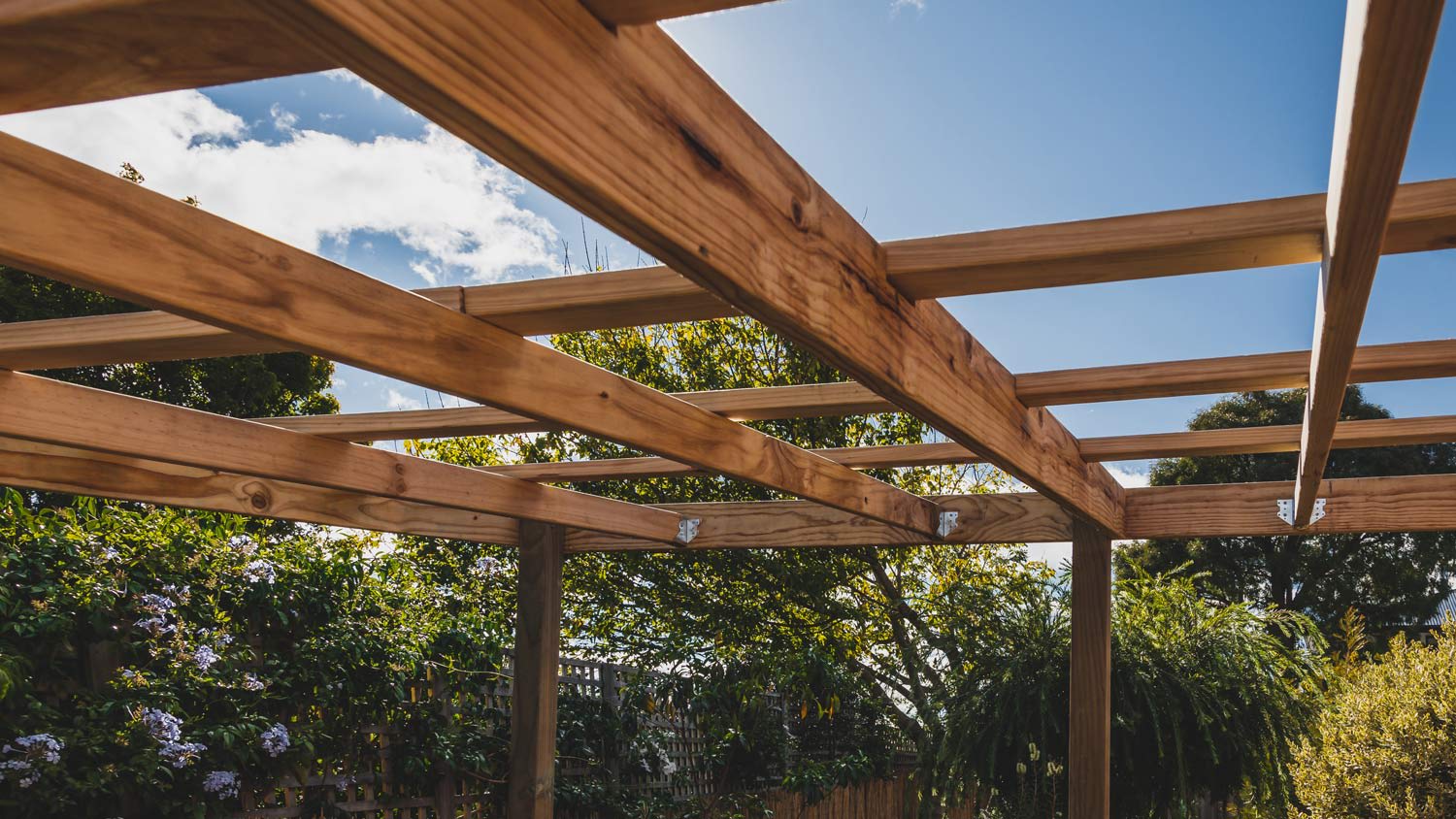 Wooden garden pergola