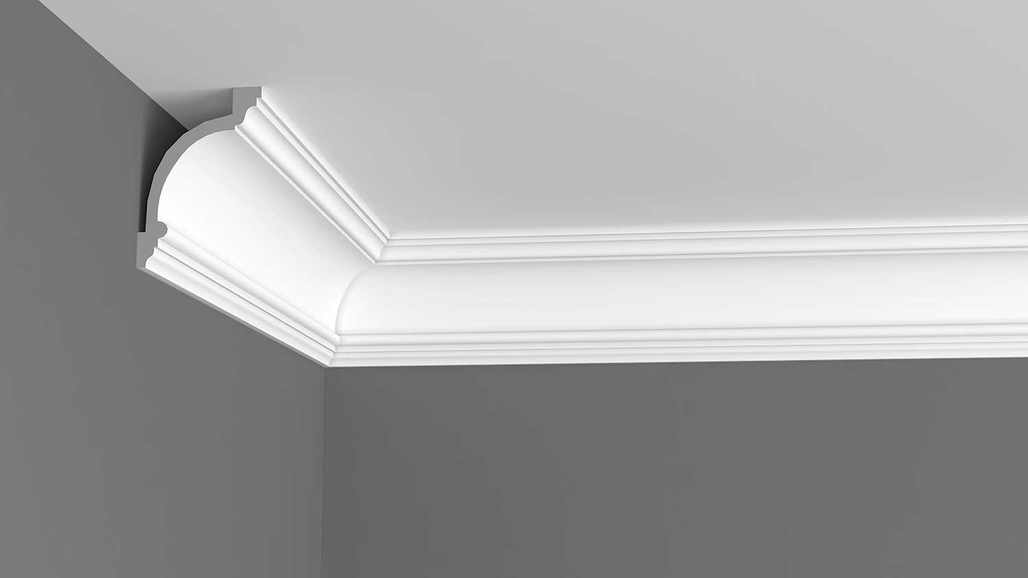 Installation of a polystyrene foam crown molding