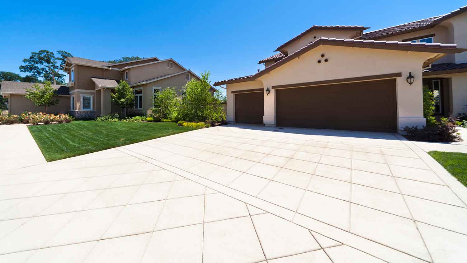 House with large concrete driveway