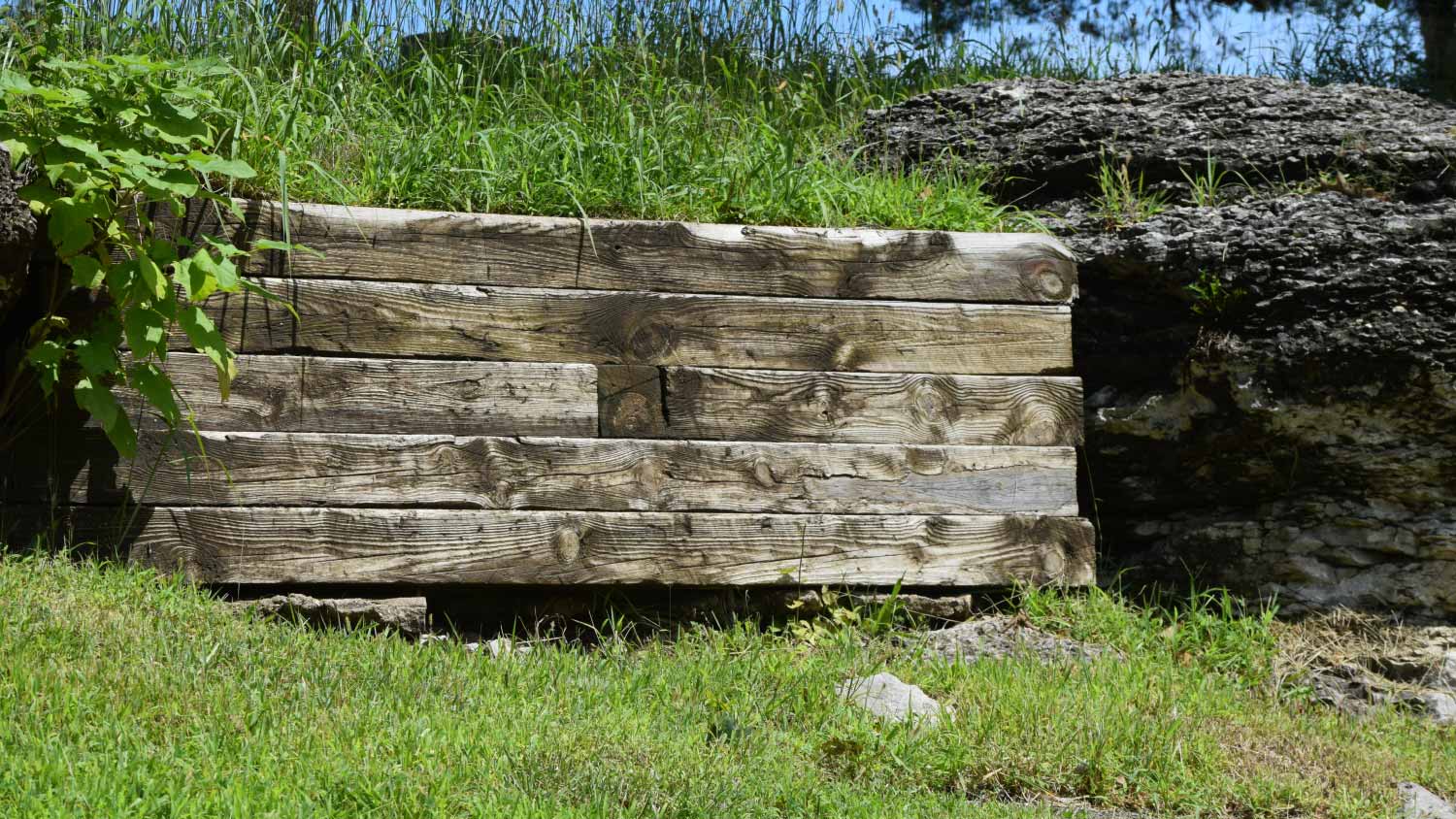 wooden retaining wall