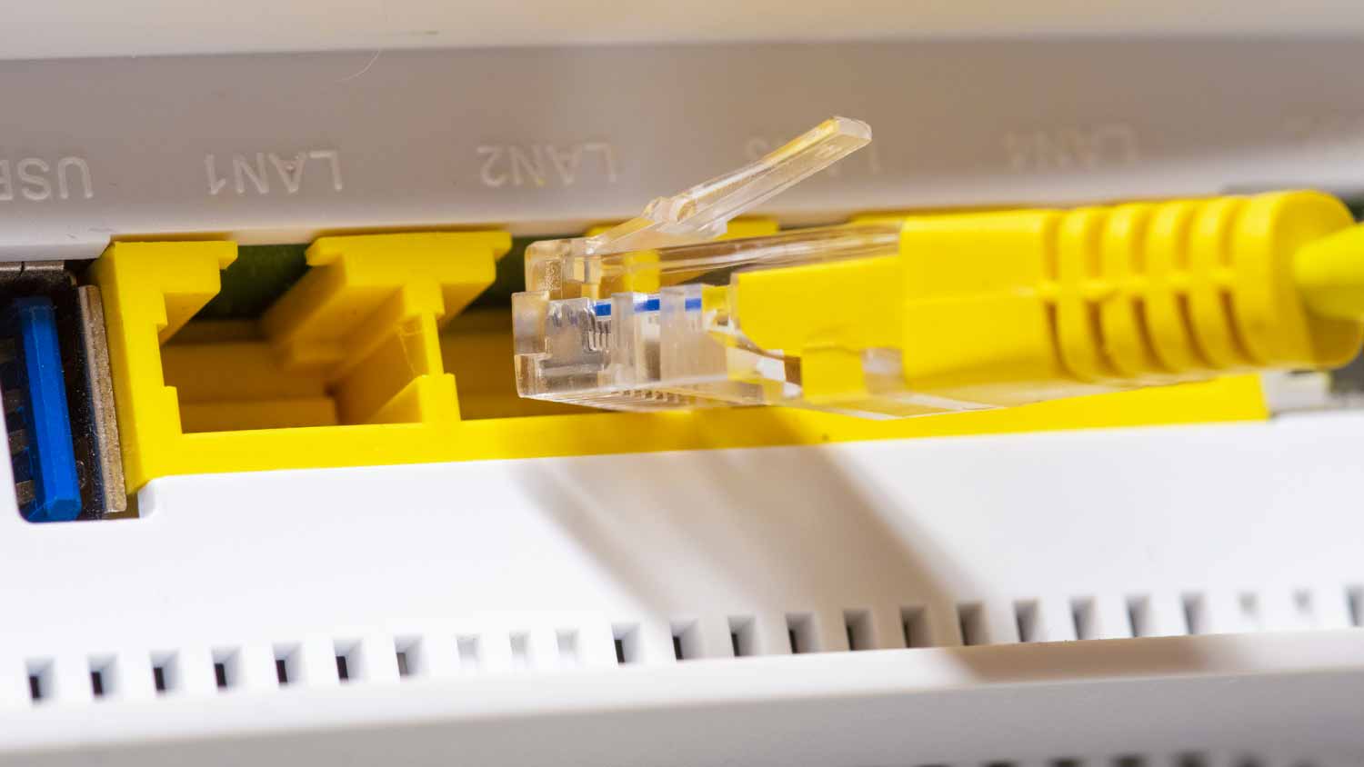 Cable connecting to the input of a router