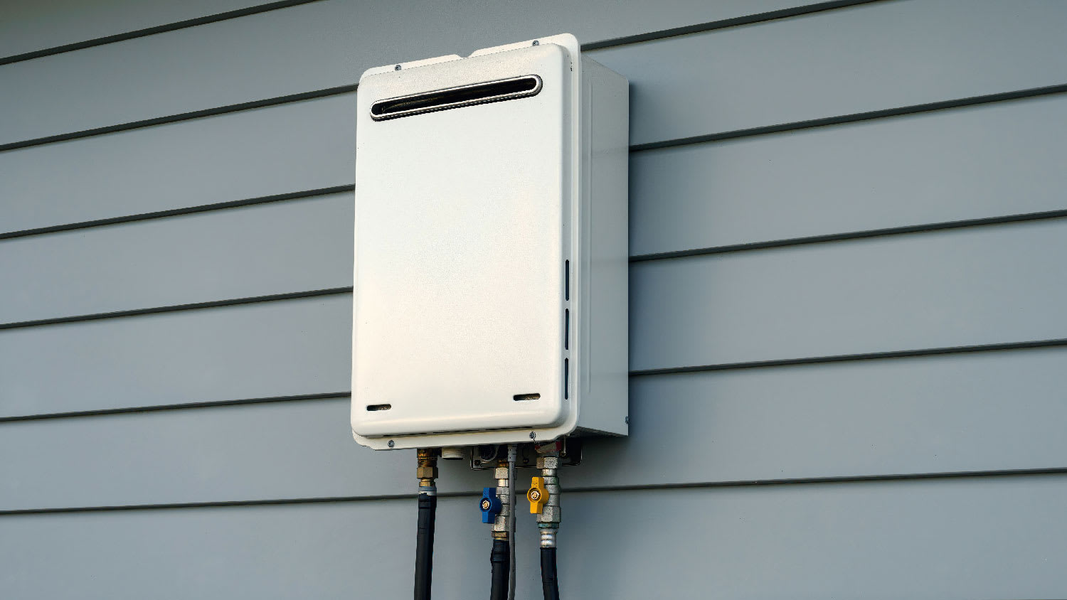 A tankless hot water heater