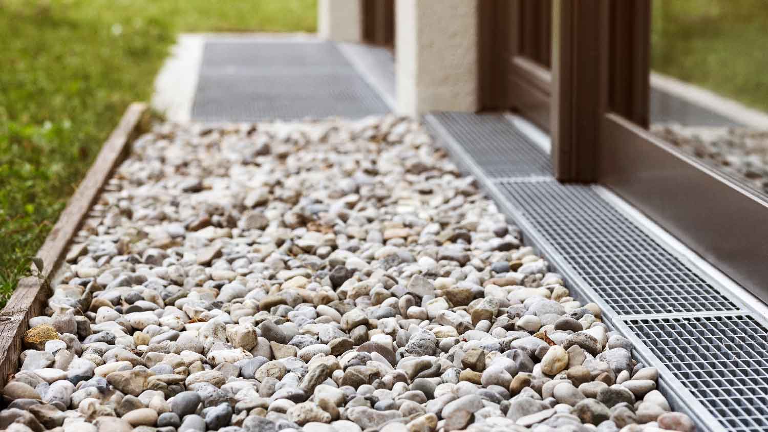 Close-up of a french drain in a house