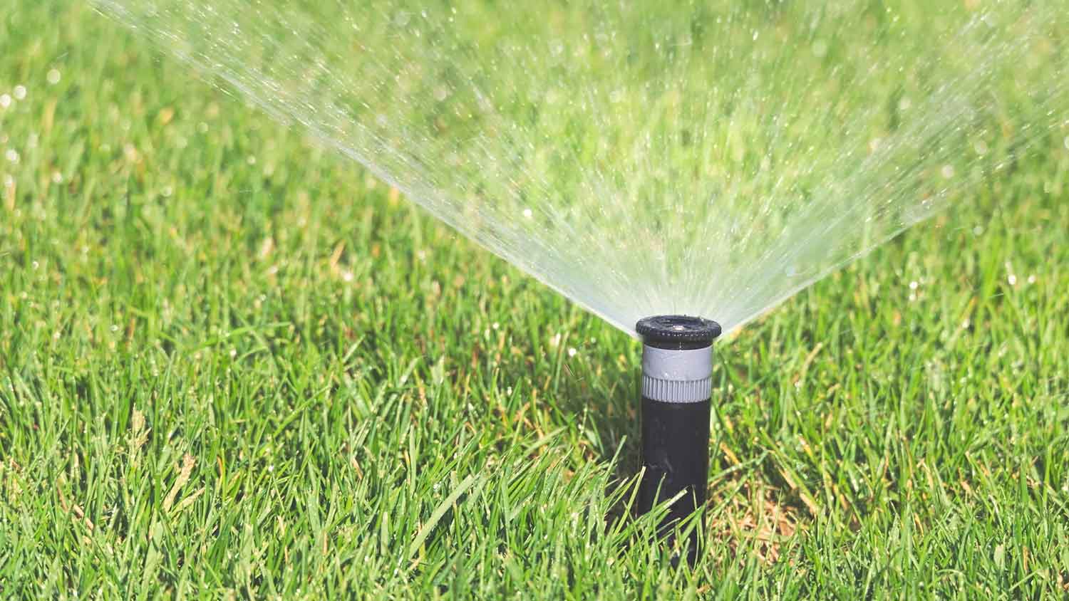 Smart sprinkler watering the lawn