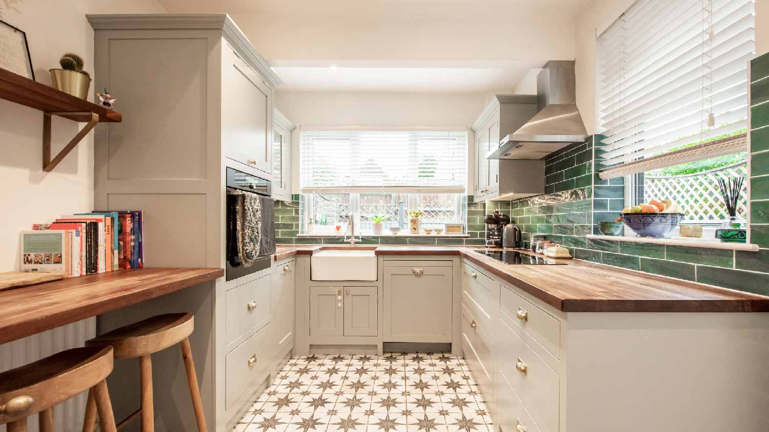 A traditional kitchen with vintage tiles