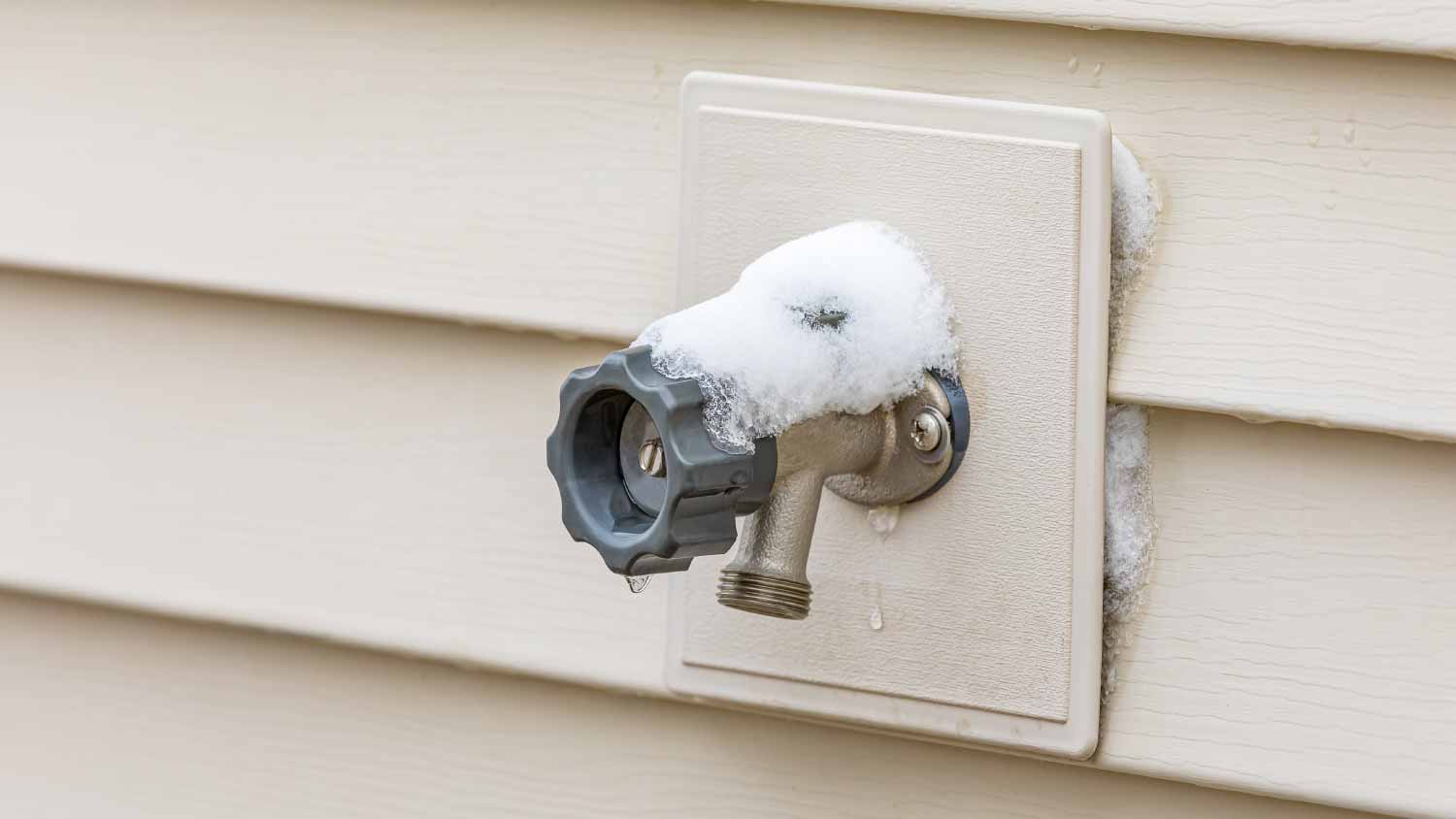 Water spigot covering in snow