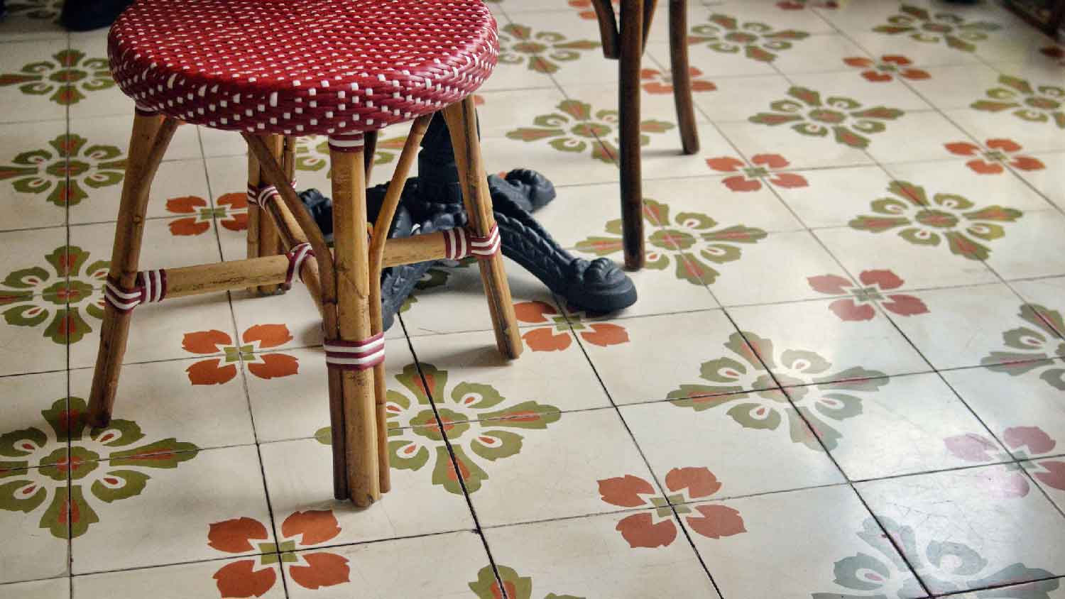 Close-up of old vintage tiles