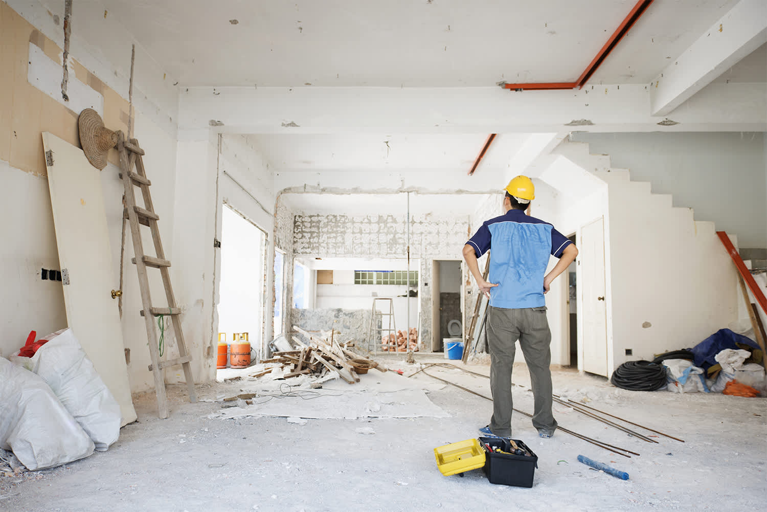 Person looking at renovation progress