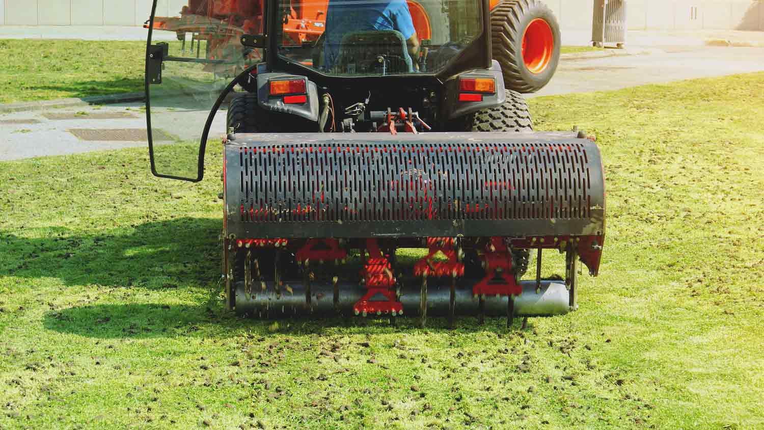 soil aeration machine on lawn