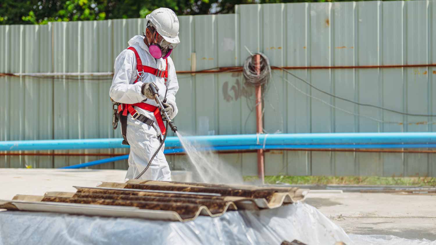 Worker wearing protective clothing