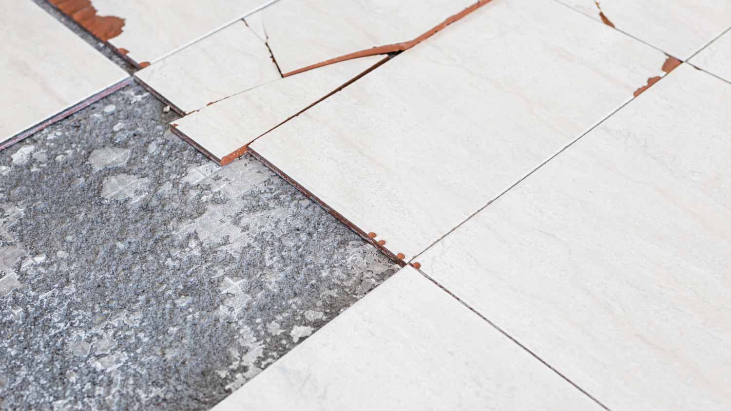 Damaged floor tiles