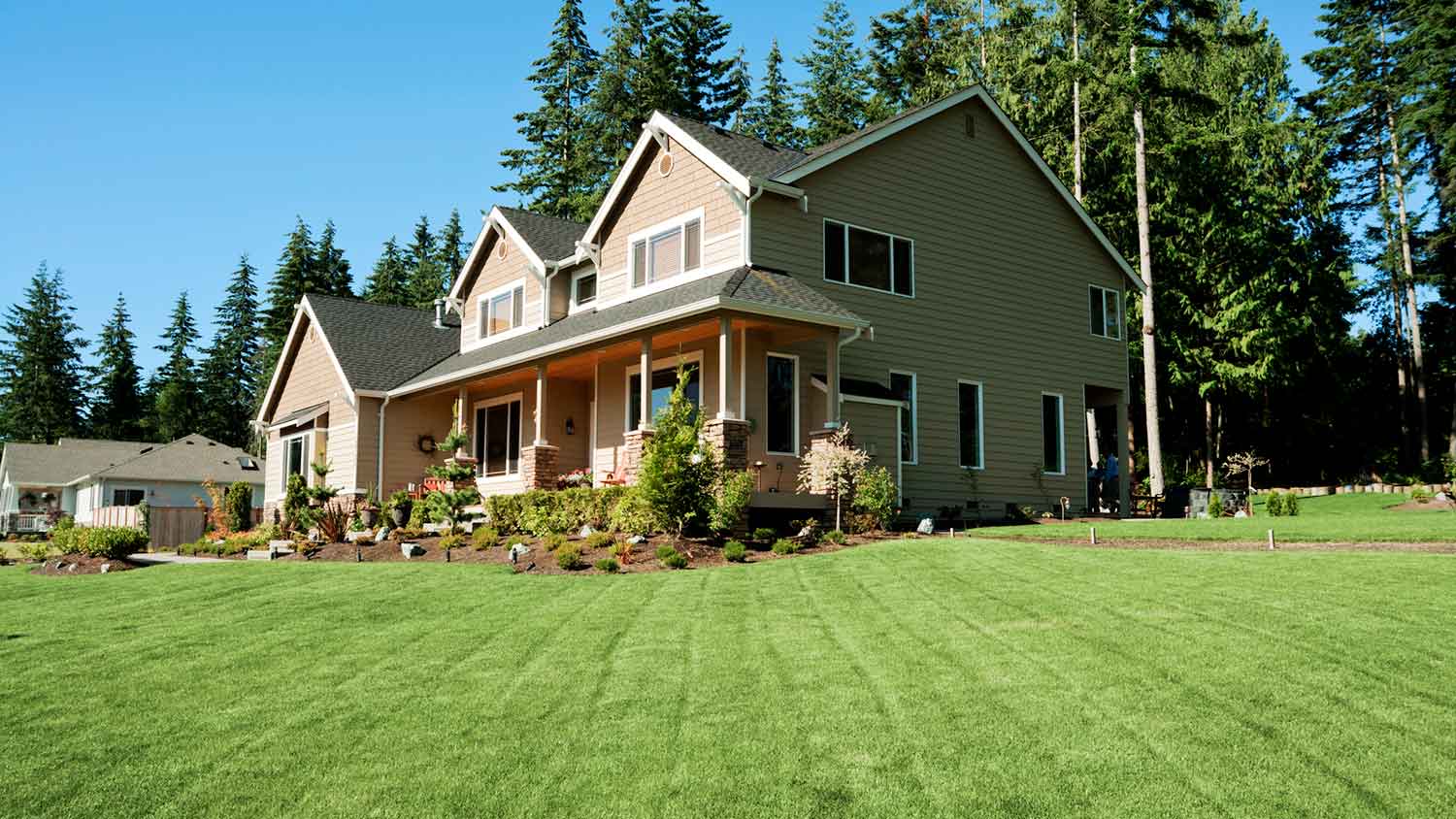 Luxury home with a large front yard