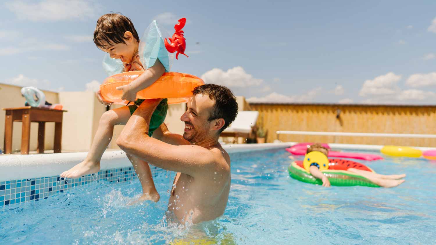 little boy having fun with his father
