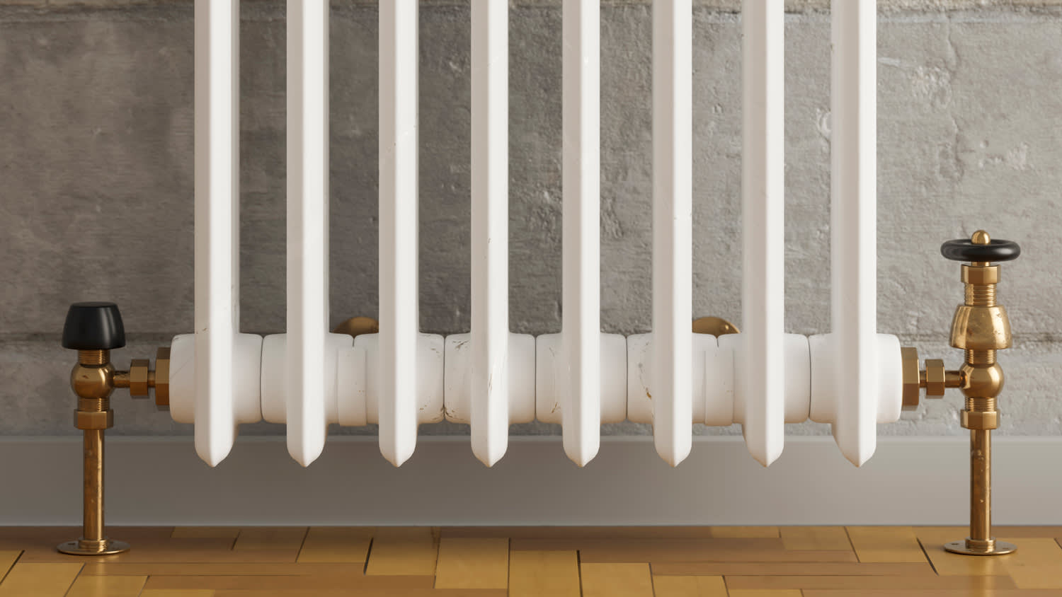 Three dimensional render of old-fashioned radiator