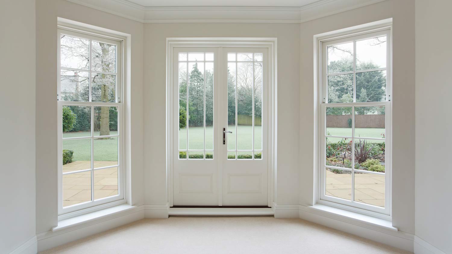 white wooden bay windows in house