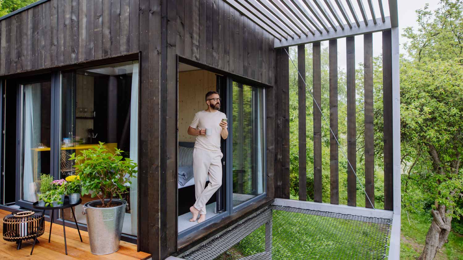 Tiny house in front of nature