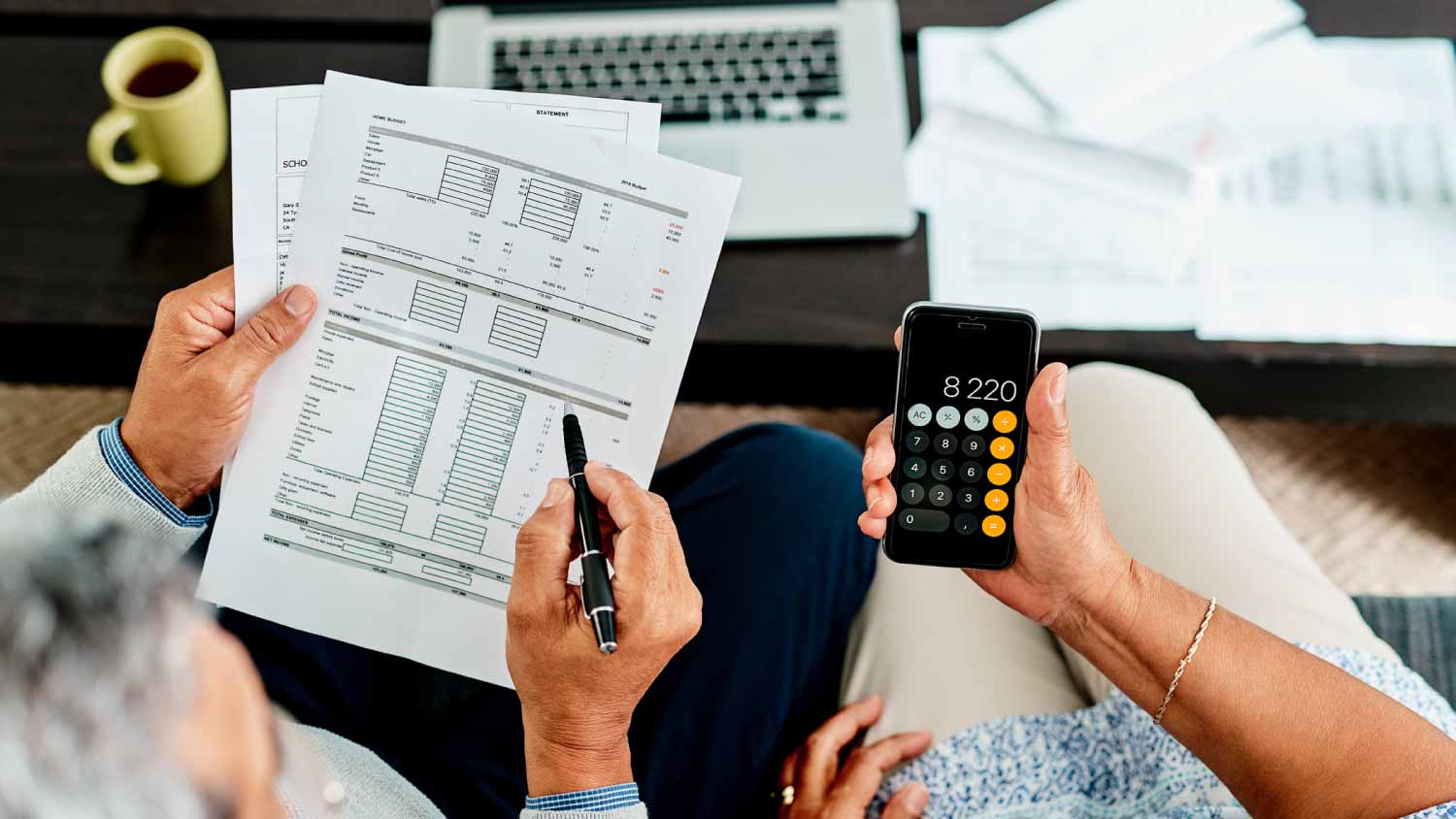 Couple calculating their finances