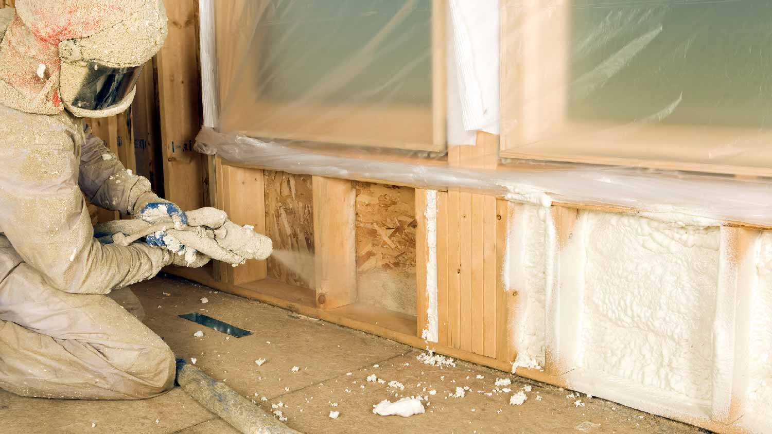 A professional spraying foam insulation