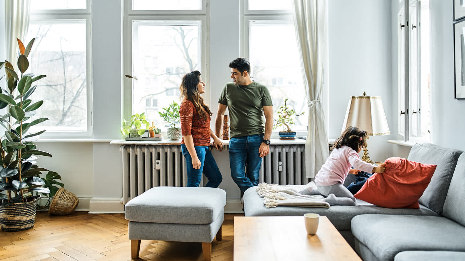 family spending time together at home