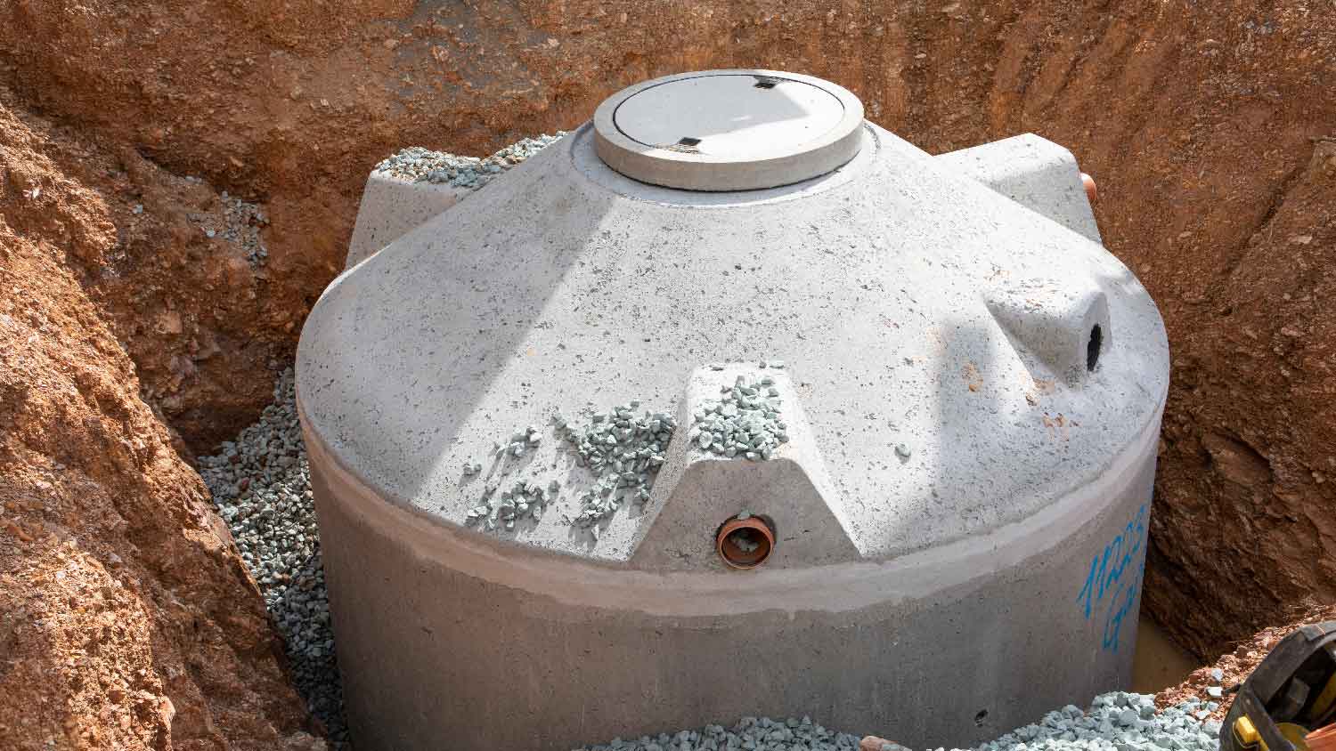 A concrete cistern built underground