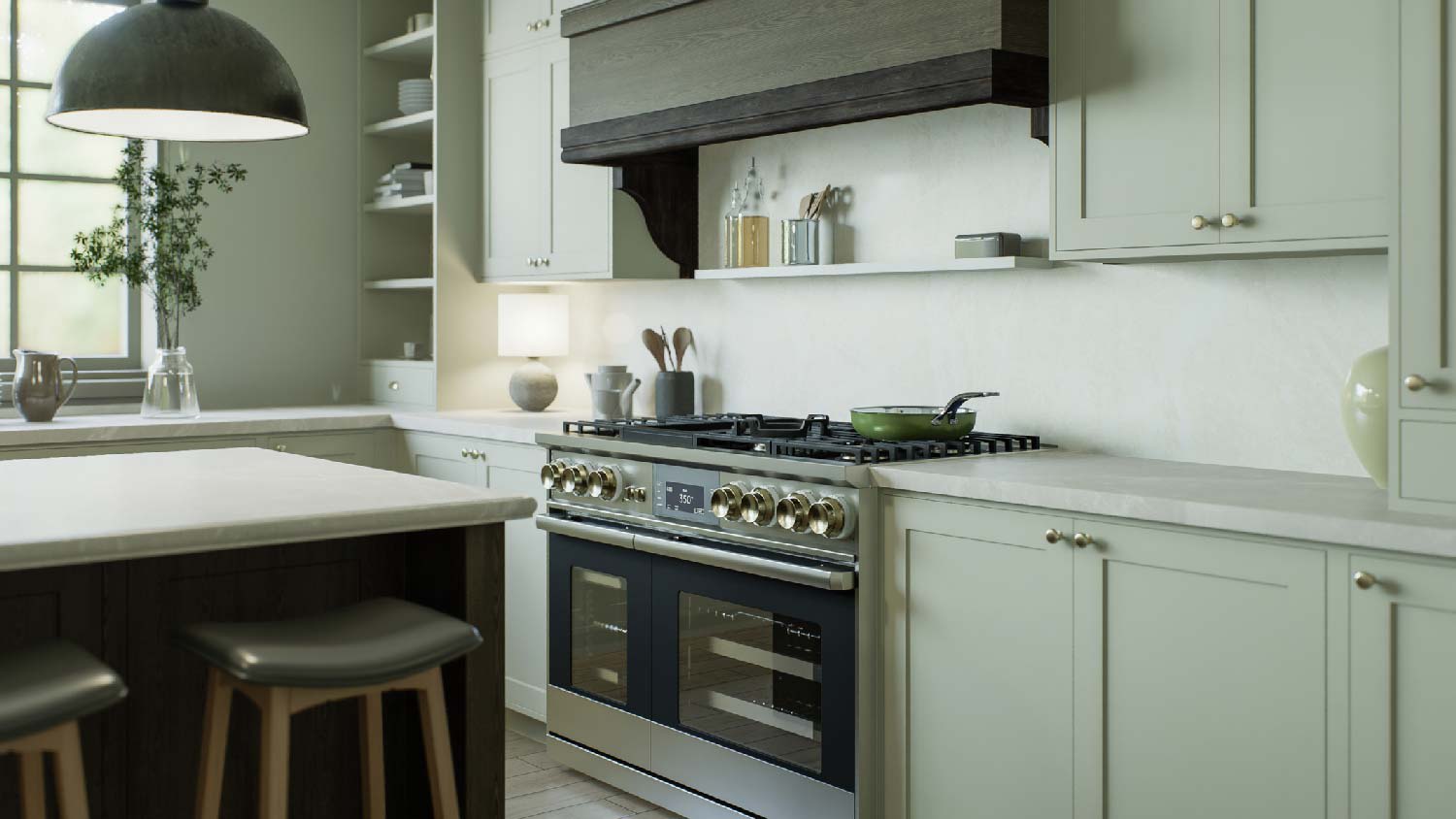 A beautiful kitchen with traditional style cabinets