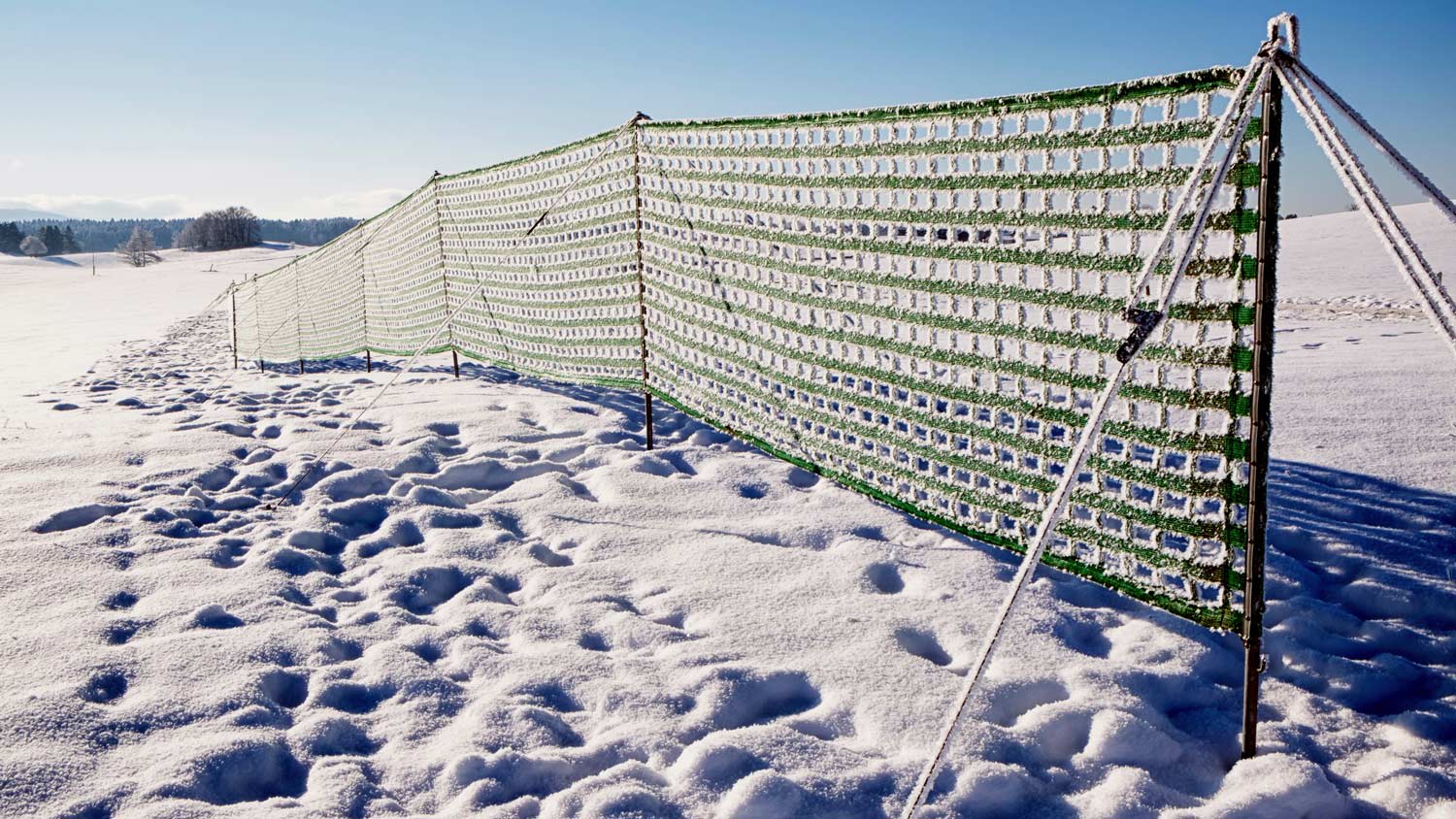 Plastic fence against snow drift