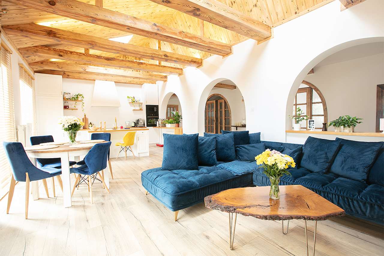 beautiful living room with high ceiling