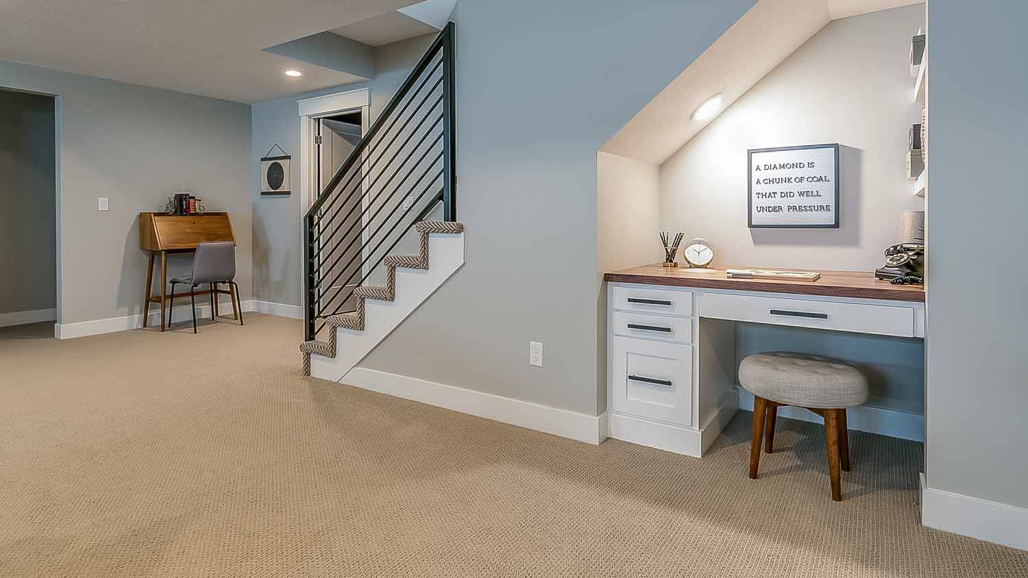 furnished basement home office