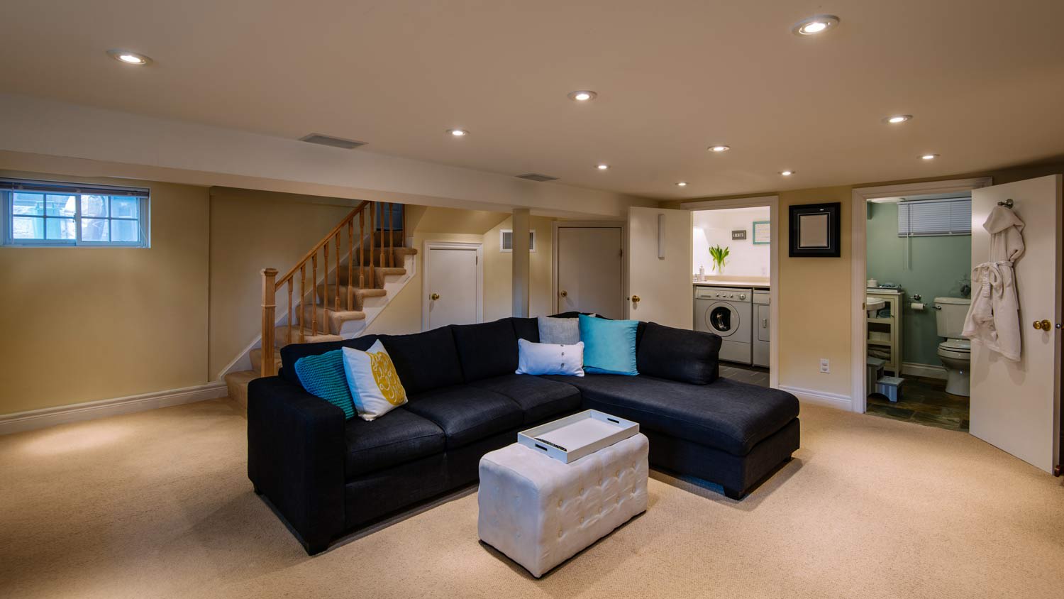renovated living room basement