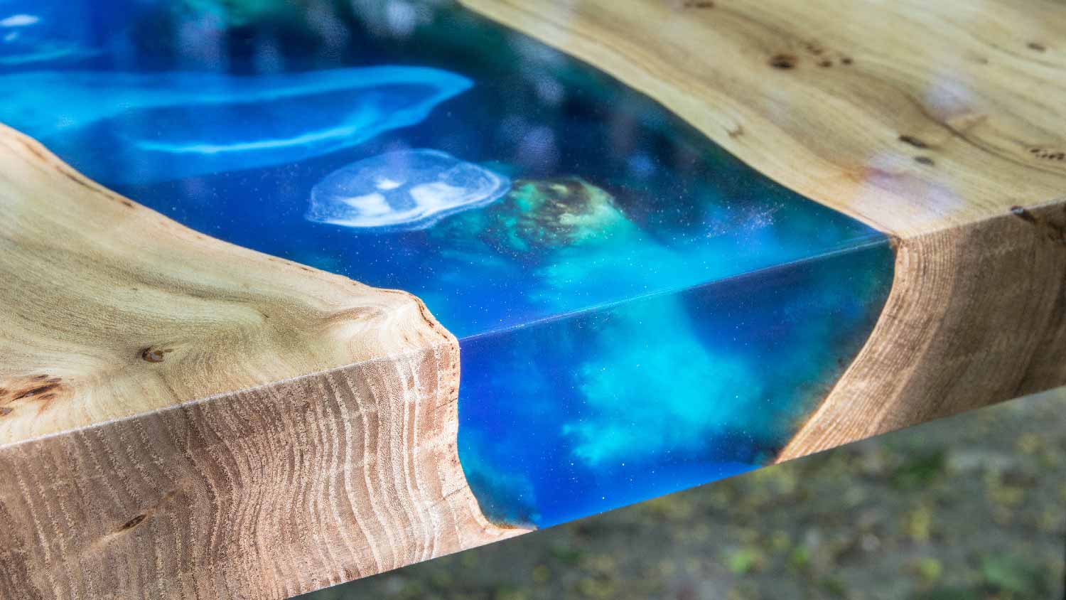 Close-up of an epoxy countertop