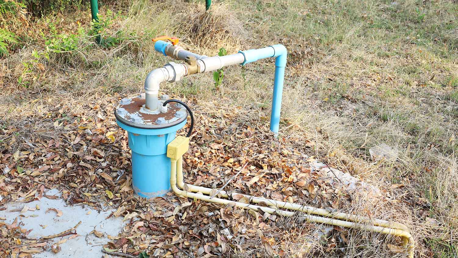 Submersible well pump installed in the yard