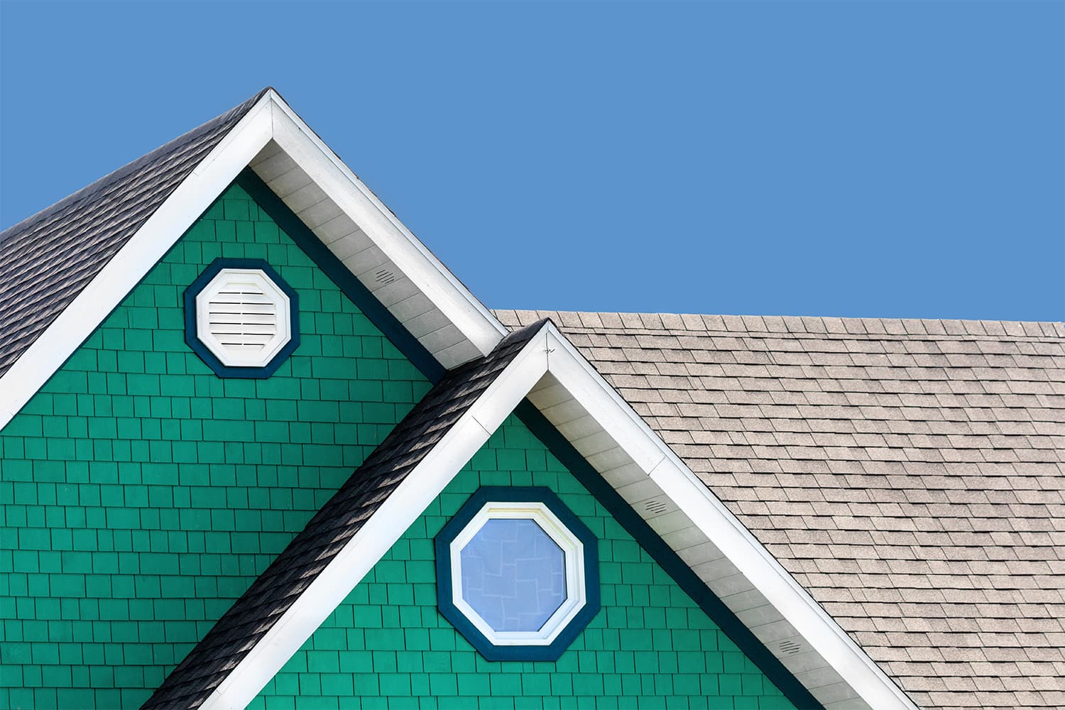 Close up of a home’s roof