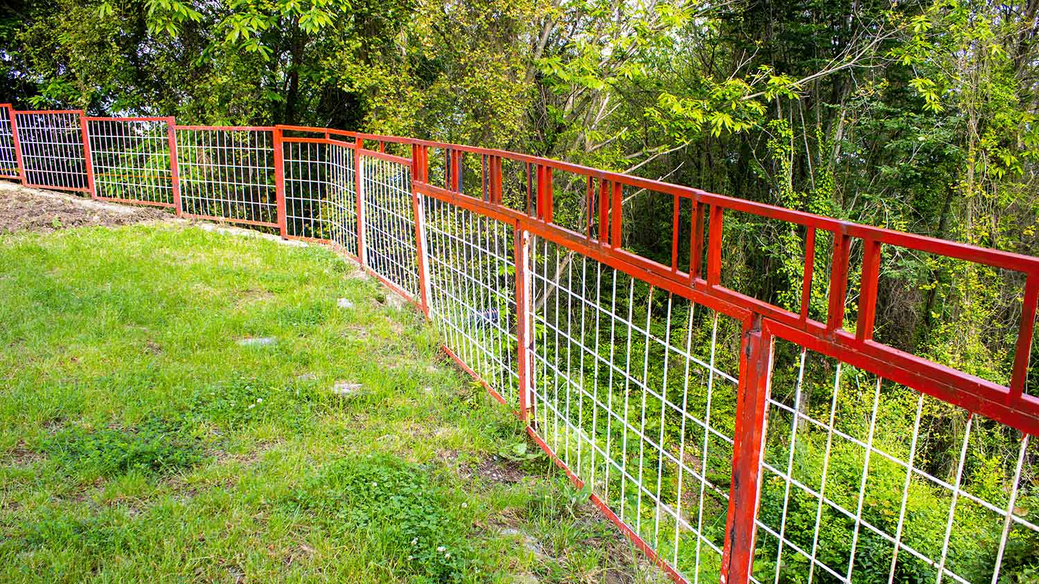 Metal hog wire fence installed in the yard
