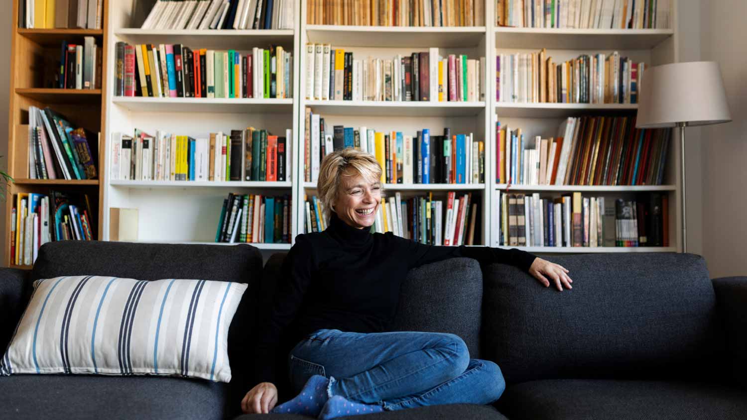 woman relaxing on couch