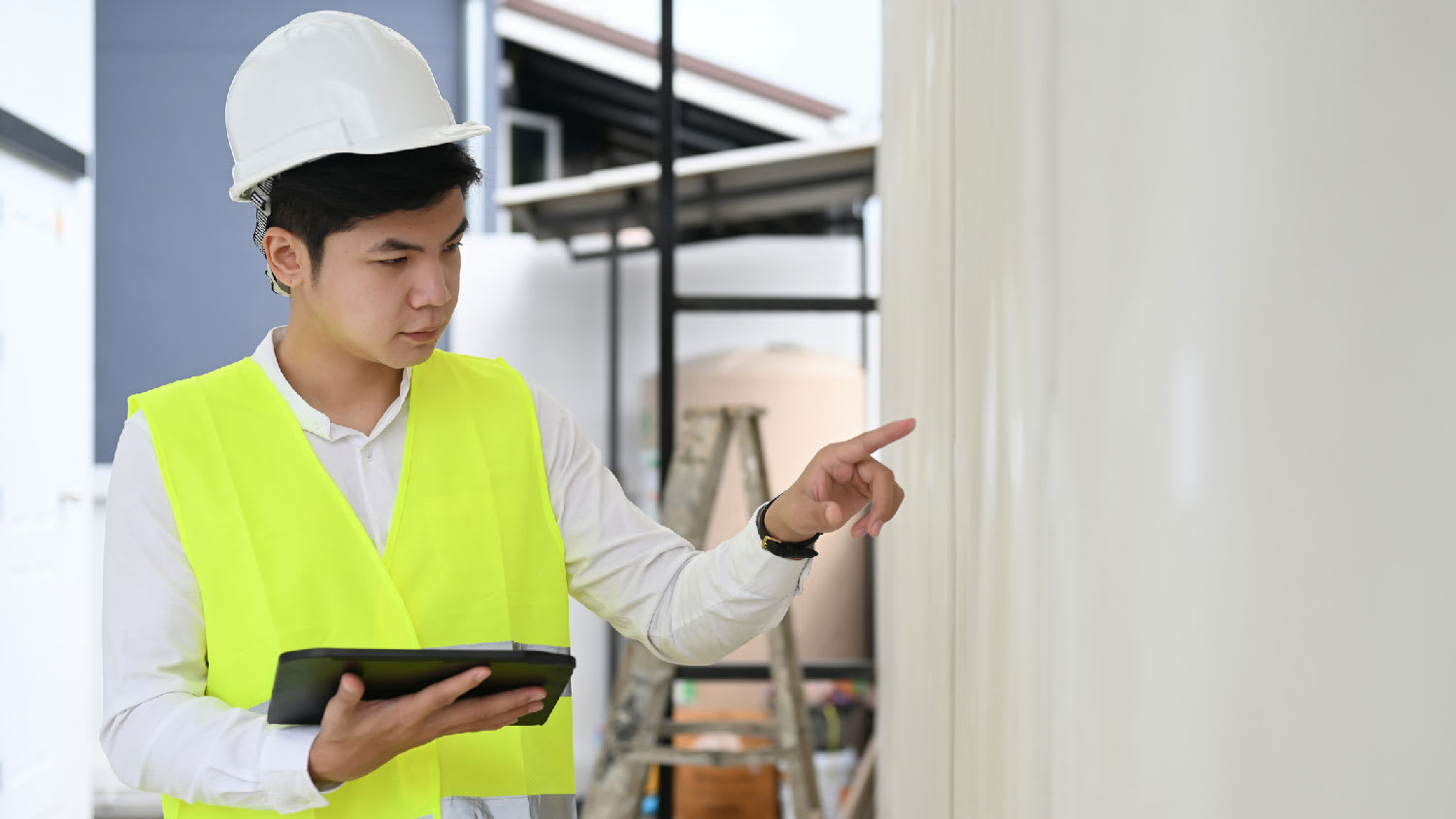 An inspector checking for mold