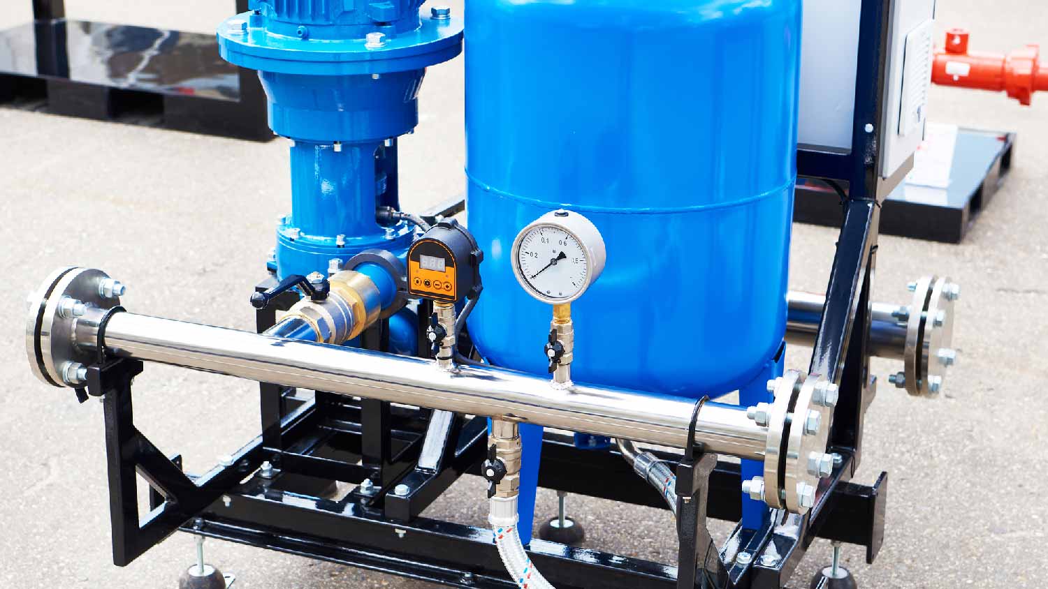 Close-up of a well pressure tank