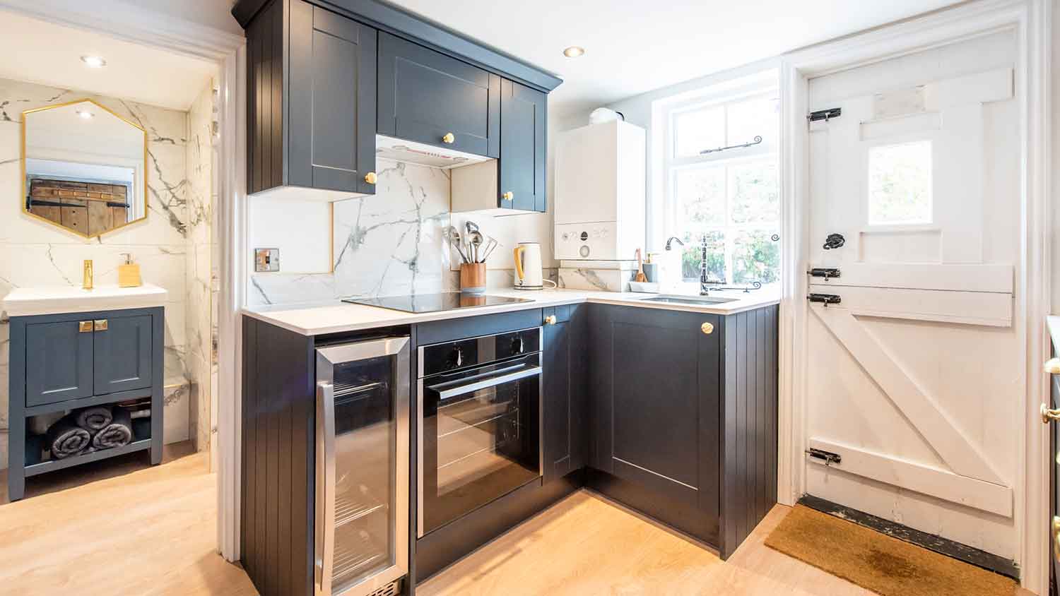 Cottage style kitchen with Dutch door