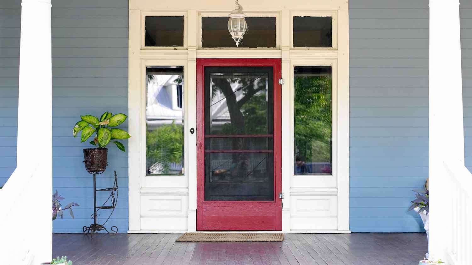Screen door installed at the front door