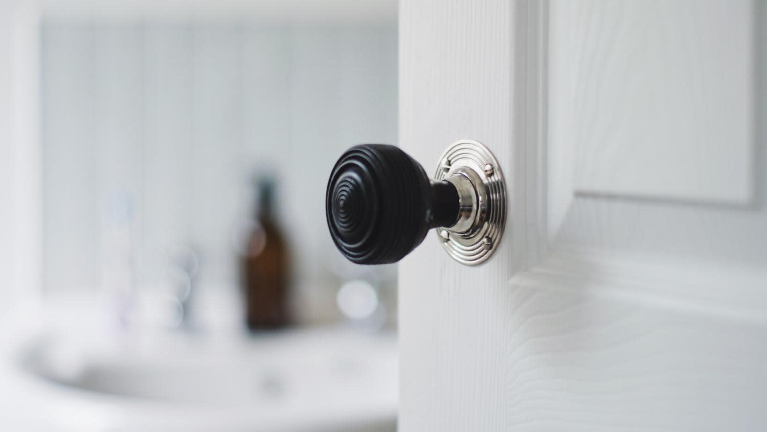 A bathroom door handle