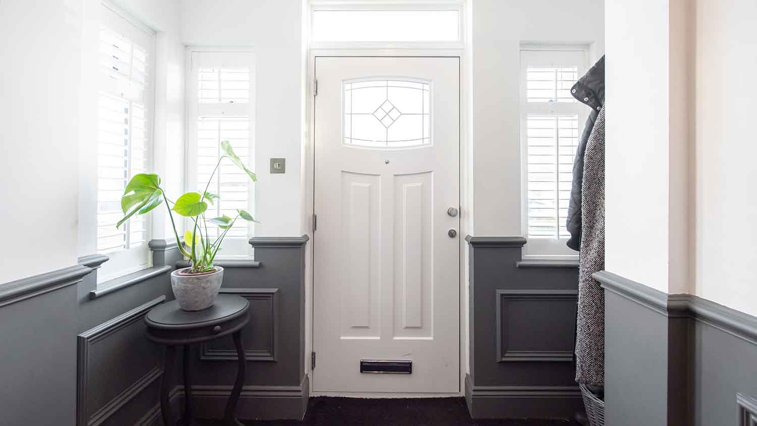 Home entryway door with windows