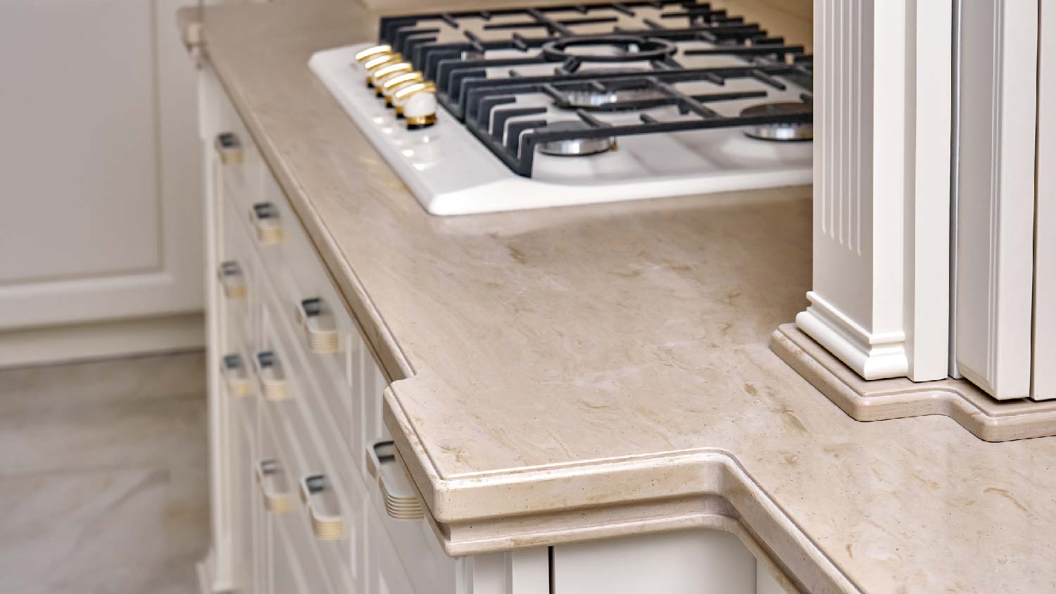 Close-up of a solid surface countertop