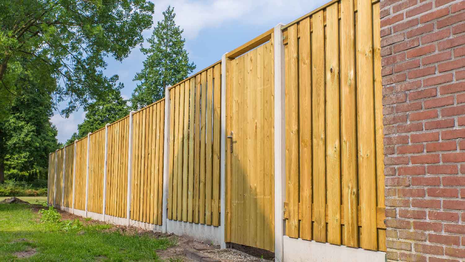Low angle view of a shadowbox fence