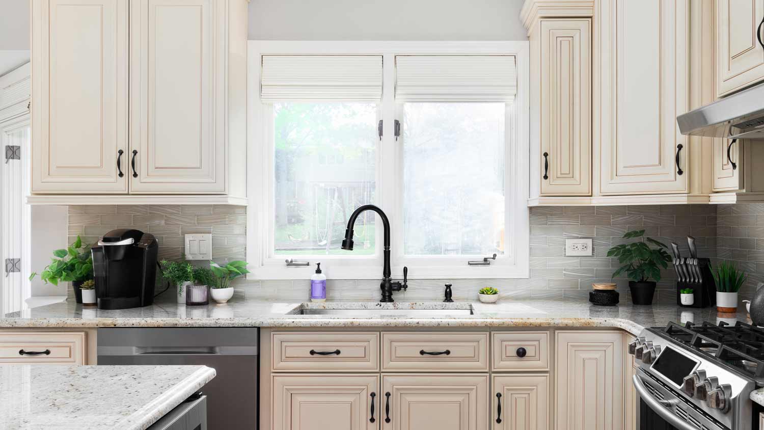 kitchen with light brown cabinets