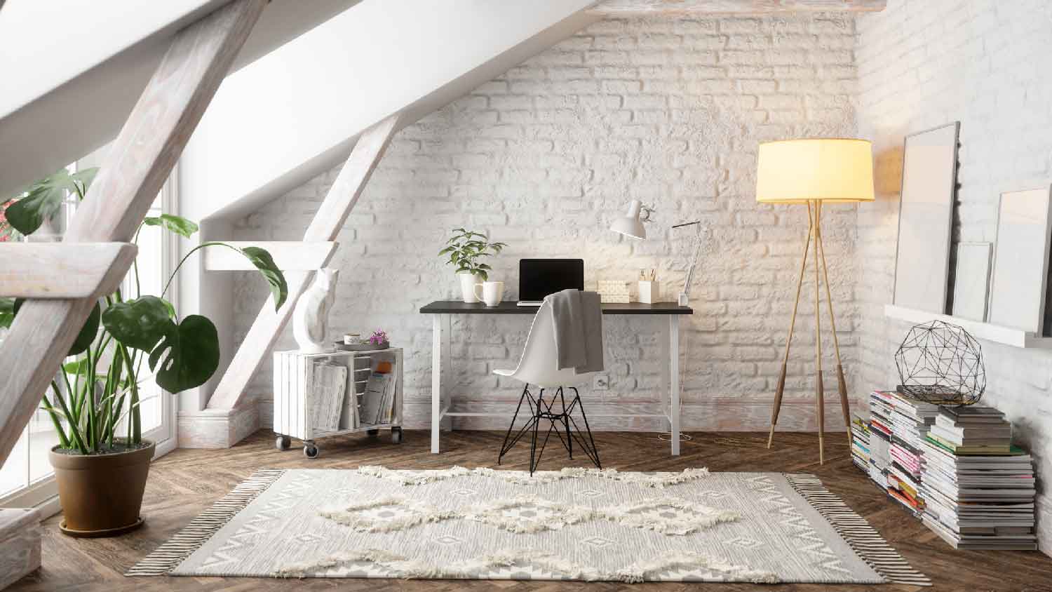 An attic turned into a study room
