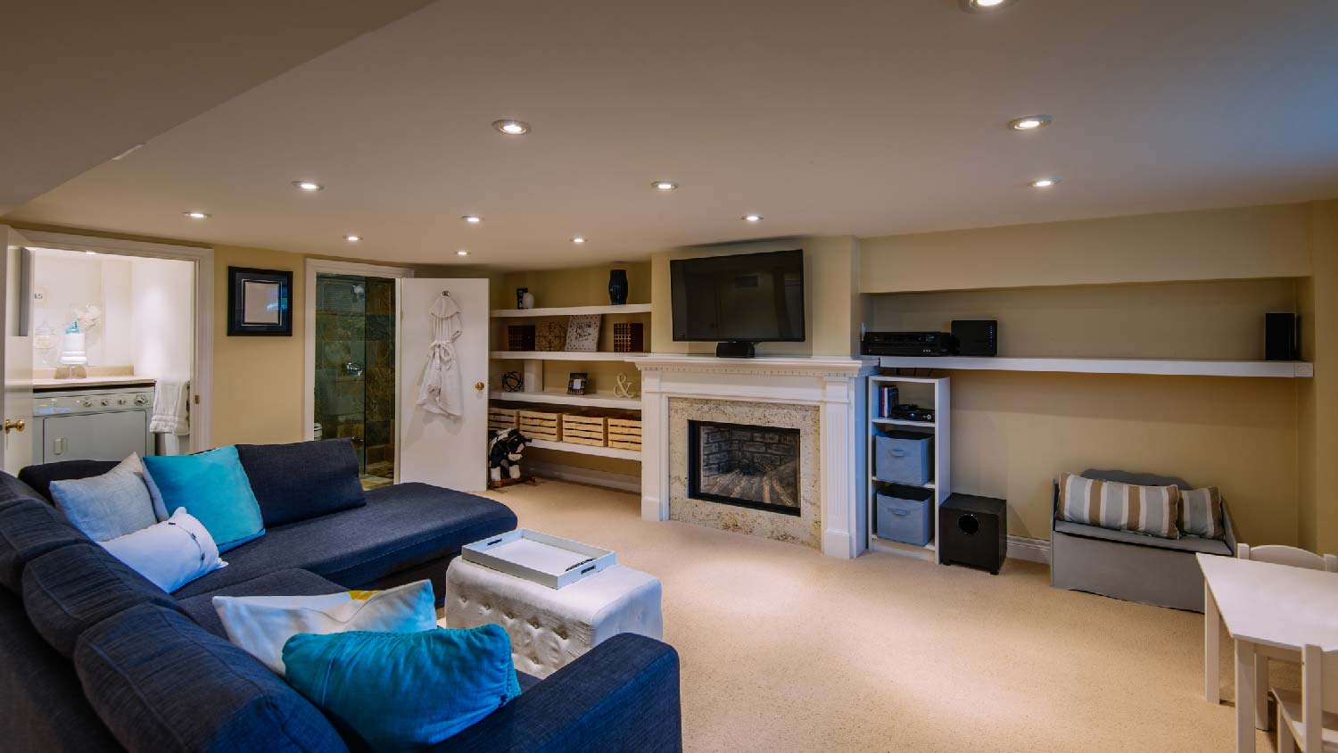 A house basement used as a lounging area