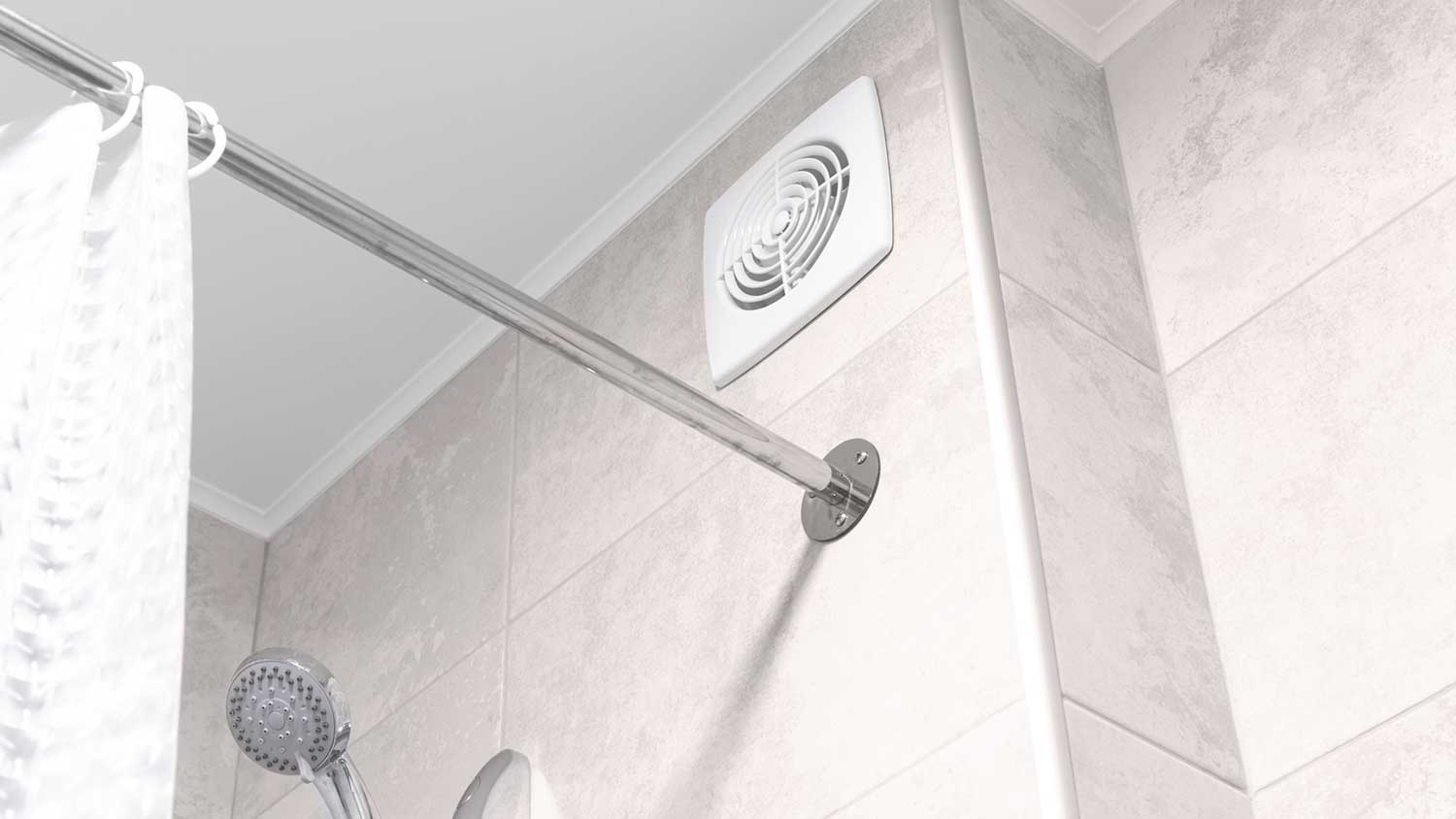 Ventilation fan installed in the bathroom wall