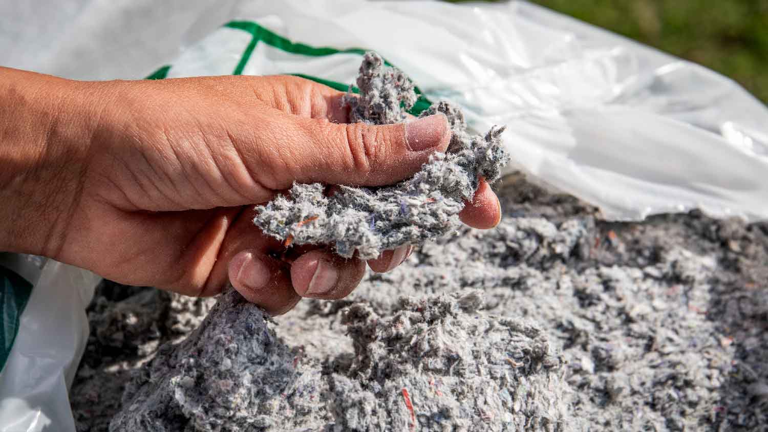 Close-up of cellulose insulation